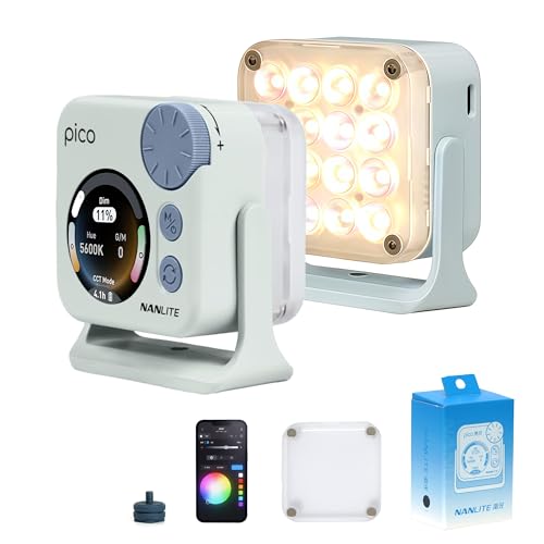 Nanlite Pico Portable LED Fill Light Full Color RGB, Snap-On Attachment for PhoneCamera Photography, Live Streaming, Video Content Creation Mint Blue