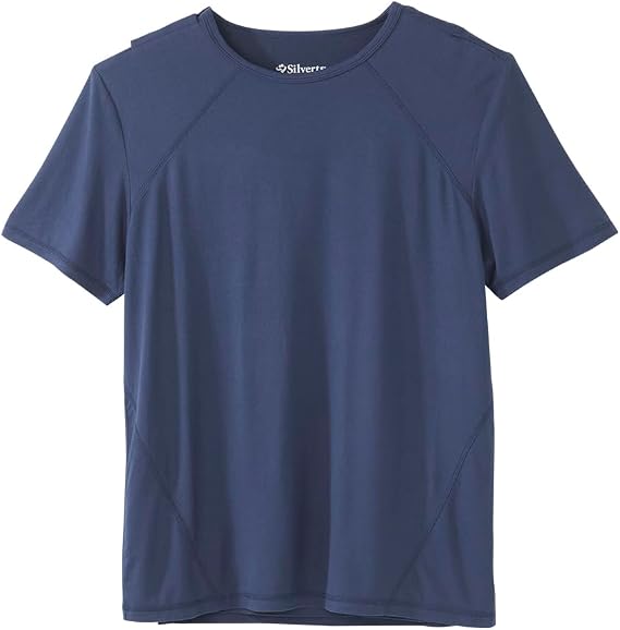 Silverts Men's Adaptive Open Back T-Shirt, Assisted Dressing Active Tee