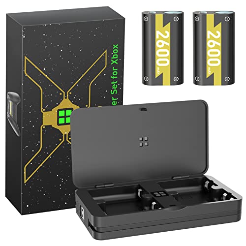 Rechargeable Battery Pack for Xbox One Controller, 2X 2600mAh High Capacity Battery Pack with Charger for Xbox OneOne XOne SXbox Series XS Controller