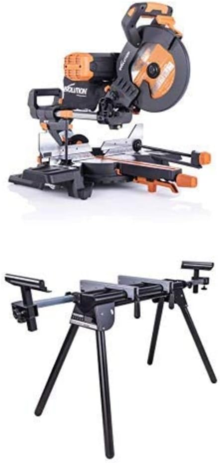 Evolution Power Tools R255SMS-DB+ with Evolution Mitre Stand