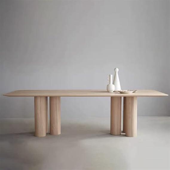 LAKIQ Rectangular Dining Table, Solid Wood, Modern Office Conference Table, Minimalist Negotiation Table, Rectangle Pedestal Dining Table (59.1" L x 29.5" W x 29.5" H)
