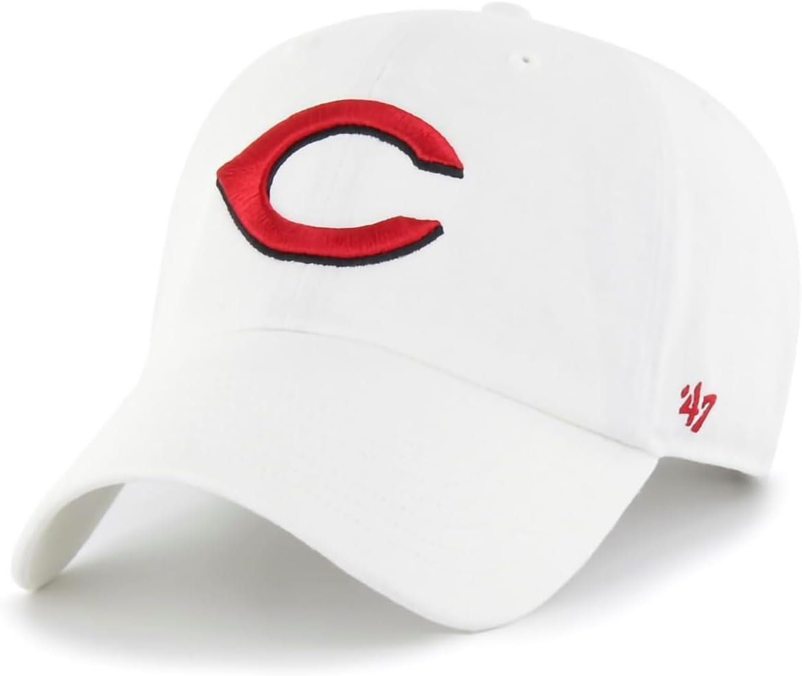 47 MLB White Team Color Primary Logo Clean Up Adjustable Strap Hat Cap, Adult One Size Fits All