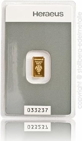 Goldbarren 1 g 1g Gramm Heraeus - Feingold 999.9 im Scheckkartenformat - LBMA Zertifiziert - Anlagegold24 h 7 Tage online kaufen - Edelmetalle als Anlage und Geschenk