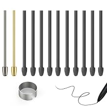 2B Pen Tips Replacement Compatible with Remarkable 1 & 2 Stylus Pen, Marker Pen, Marker Plus Pen - Soft Nibs with Tool & Storage Box (2 PCS Metal Tips, 10 PCS Felt Tips-Black)