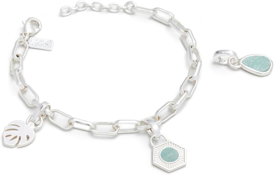 Scout Curated Wears - Interchangeable Charm Bracelet - Amazonite/Courage/Silver