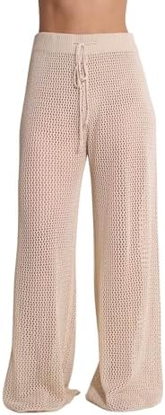 Gottex Beach Life Anna Two Open-Knit Crochet Beach Pants - Textured Beach Cover-up Pants, Drawstring Waist