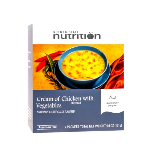 Nutmeg State Nutrition High Protein Instant Soup Mix, Low Calorie, Low Fat, Low Carb, Ideal Protein Compatible, Aspartame Free, 7 Servings Per Box Cream of Chicken with Vegetables