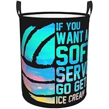 If You Want A Soft Serve Go Get Ice Cream Volleyball Laundry Basket Waterproof Laundry Hamper Toy Storage Bin Organizer with Handles Medium
