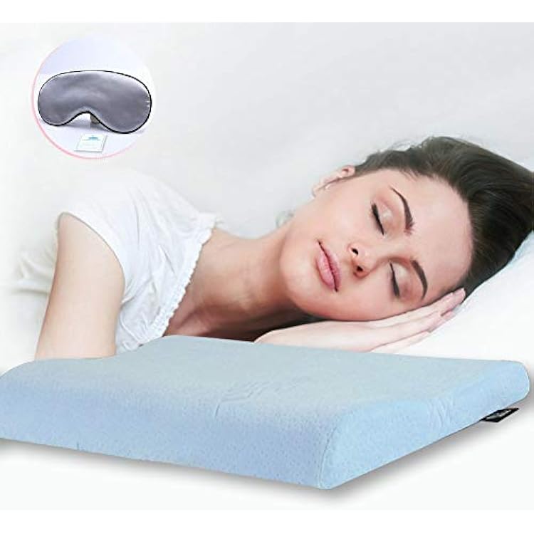 WOOLALA Ultra Thin Contour Memory Foam Pillow Bed Pillow for Sleeping and Neck Support with Removable Soft Pillow Cover ...