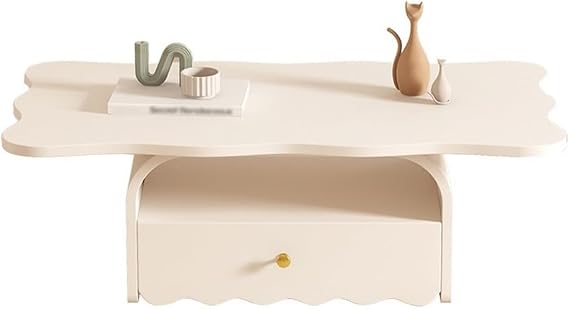 Tea Table Modern White Coffee Table for Small Living Rooms, Creative Minimalist Design, Easy Assembly, Stylish Home Furniture Floor Table
