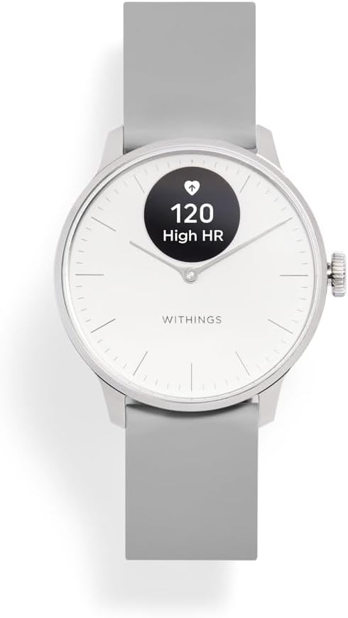 Withings ScanWatch Light White French Design Maximum 30 Days Battery Lightweight Thin Sleep Score Automatic Exercise Measurement 50m Waterproof Smartphone Notifications Blood Oxygen Womens Health