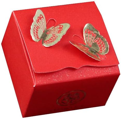 50 Pcs 3D Butterfly Candy Boxes for Gift Giving 2.6 * 2.6 * 1.8 Inch Party Favor Boxes Chinese Style Small Candy Boxes for Bridal Shower Anniverary Birthday Party Wedding Favor
