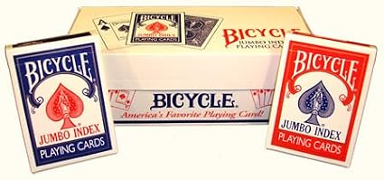 12 Decks Bicycle Rider Back Playing Cards Jumbo Index (6 red & 6 blue)