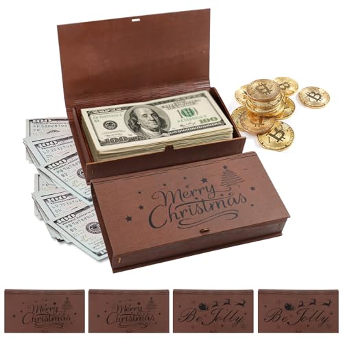 4pcs Christmas Money Box Wooden Cash Boxes Christmas Money Holder for Cash Xmas Anniversary Graduation Wedding Birthday Party Favor