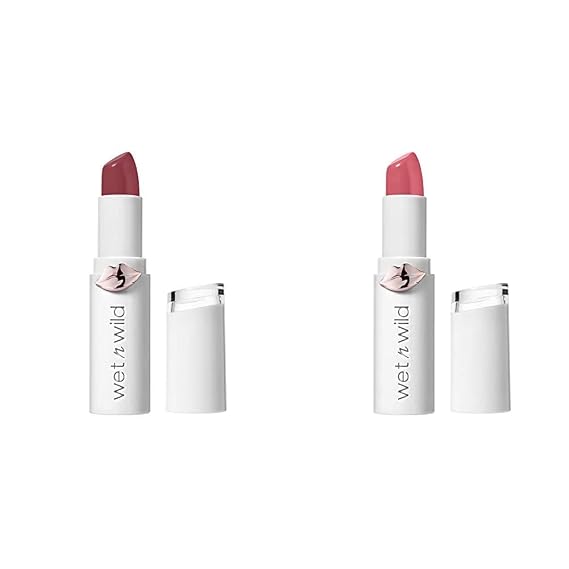 wet n wild Mega Last High-Shine Lip Color, Rose and Slay with Mega Last High-Shine Lip Color, Pinky Ring