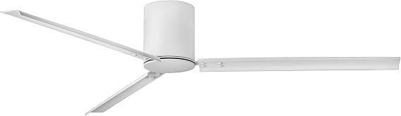 Hinkley Indy Flush 72" Damp Rated Smart Ceiling Fan, Matte White Finish | (3) Composite Blades, Flush Mount, Energy Efficient 6-Speed DC Motor, HIRO Control, Sloped Ceiling Compatible, WiFi Included