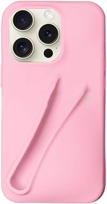 Lip Gloss Phone Case(No Includes Lip Gloss), Lip Balm Phone Case Liquid Silicone Camera Protection Lipstick Lip Glaze Phone Case with Microfiber Lining for iPhone (Pink, for iPhone 16 Promax)