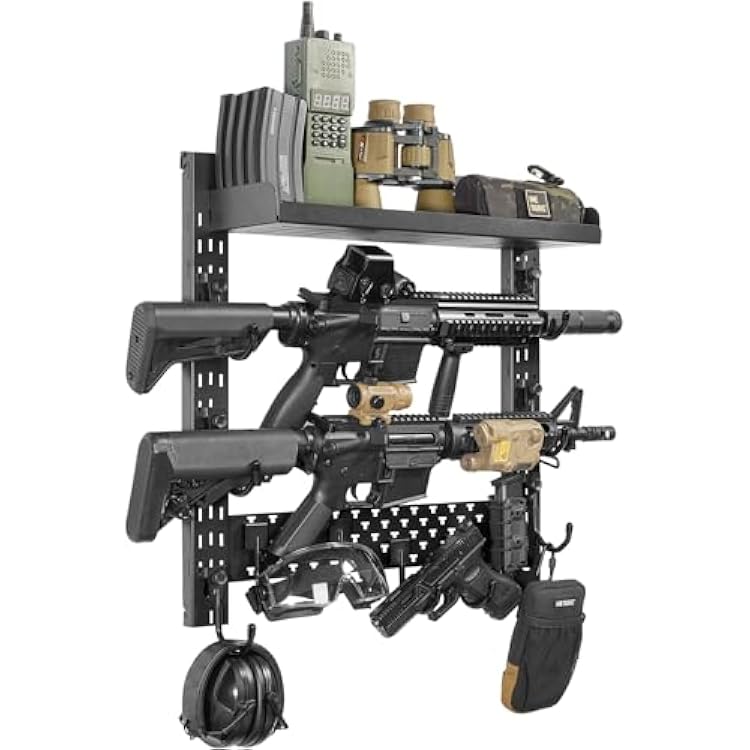 ONETIGRIS Gun Rack Wall Mount,Indoor Gun Rack for Wall with Shelf Horizontal and 1 Removable Gun Accessories Tray