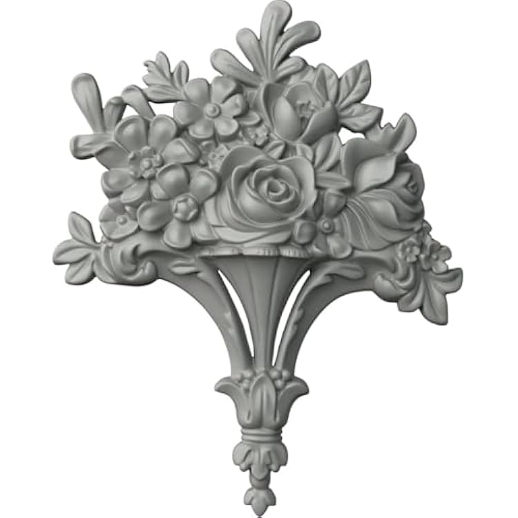 Ekena Millwork 10 58W x 13 14H x 1 34P Flower Basket Center Onlay
