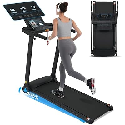 Merax Treadmill with Incline, 3.0HP Small Treadmills for Home, Portable Electric Treadmill with Bluetooth & Heart Rate Monitor, Compact Running Treadmills, Walking Pad with Handle, 300LBS Capacity