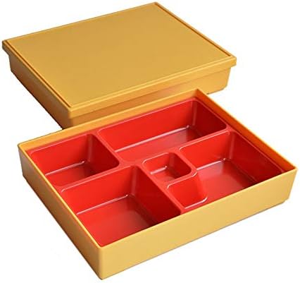 Bento Box Bento Box,Temperature Hard 5 Compartment Lunch Box Separable Food Container Sushi Restaurant Business Package (Color : Black) (Yellow)