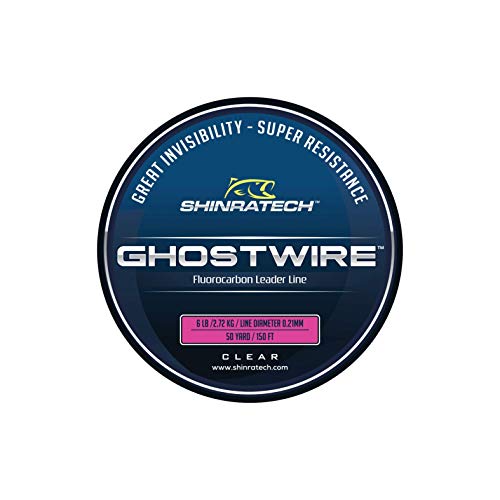GHOSTWIRE ShinraTech 100% Fluorocarbon Leader Line 6lb 50yd Spool - Clear and Virtually Invisible Underwater