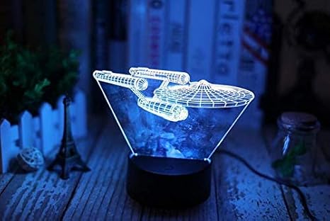 Battleship 3D Stars Wars LED Illuminating Lamp Nightlight 3D Lights Colorful Touch LED Visual Lights 3D Optical Illusion Multi-Colored Change Touch Table Light for Kids Best GIF