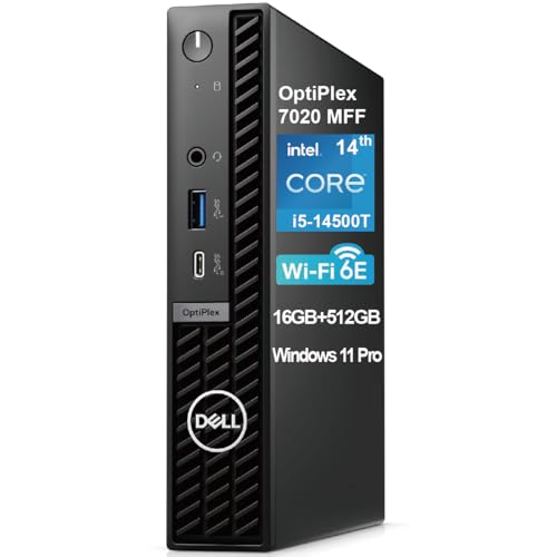 Dell OptiPlex 7020 7000 MFF Intel i5-14500T 14 Cores, Beats Intel i7-13700T, 16GB DDR5 RAM, 512GB PCIe SSD, WiFi 6E, DisplayPort, Wired KB & Mouse, 3YR, Windows 11 ProFree, Business Desktop