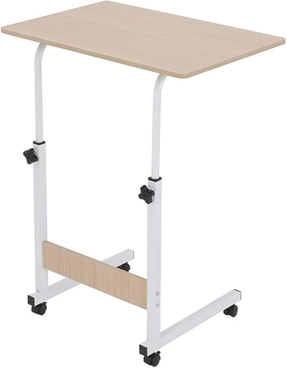 GREENSAPPIREHeight Adjustable Mobile Laptop Table with Wheels Metal Frame | Portable height adjustable workstation with metal frame and rolling castors, overbed laptop table for bedor working, reading