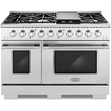 COSMO COS-DFRP488K 48 in. Lumin Collection 6.6 cu. ft. Double Oven Dual Fuel Range with 8 Burners, Convection Oven in Stainless Steel
