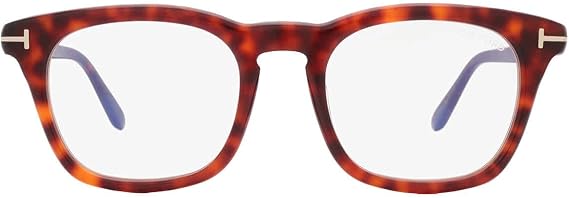 Tom Ford Eyeglasses FT 5870 -F-B Asian fit 054 Shiny Red Havana, t Logo/Blue