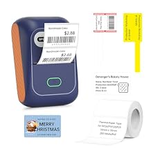 DP26 Label Maker Machine with Tape Portable Thermal Printer Sticker Maker Compatible with Android iOS PC Barcode Label Printer for Small Business, Home, Kitchen, School, Office (Blue)