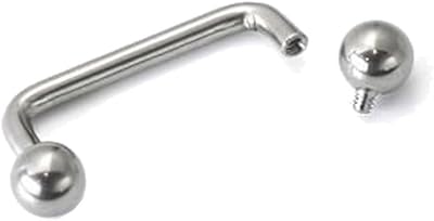 Painful Pleasures 14g Titanium Surface Barbells 90 Degree for Surface Piercings - Nape - Internally Threaded - 11mm - 716 with 4mm Balls