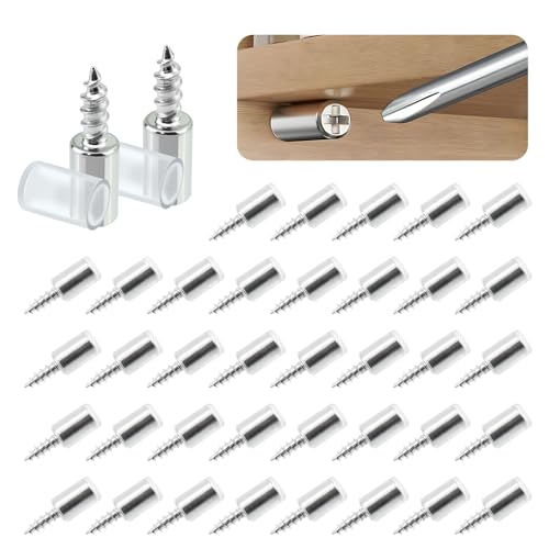 SOPAMI 80pcs Self Tapping Screws Cabinet Laminate Support Screw in Shelf Pins with Anti-Slip,Shelf Pins with Non-Slip Sleeve for Kitchen Bookcases and Wardrobes Fixed Support Self Tapping Cross Screw