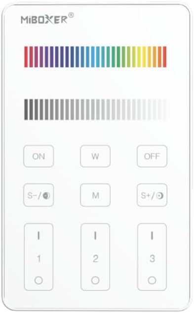 MiBOXER U3 3-Zone RGB+CCT Touch Panel Remote, Wireless 2.4GHz Full Color & Tunable White LED Wall Remote, 16M Colors, Battery Operated