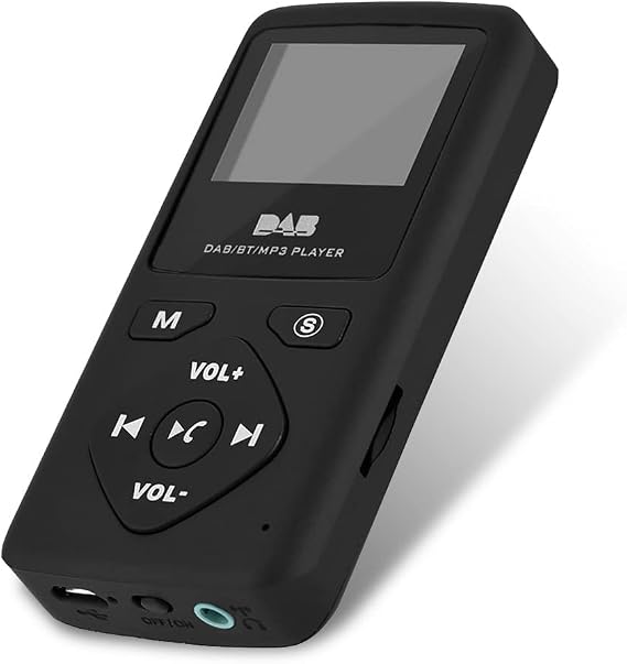 Richer-R DAB Pocket Digital Radio Portable 1.8 Inch LCD DAB/DAB+ Pocket Digital Radio Bluetooth MP3 Player Digital Radio Player with Headphones FM Transmitter Function Black