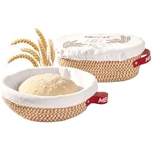 Sourdough Bread Baking Supplies,10" Round and 11" Oval Cotton Rope Banneton Proofing Basket with Liners & Covers,Ideal for Artisanal Breadmaking for Home and Professionals Bakers Baking