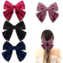4 Pieces Velvet Hair Bows Clips Girls, BENBO Big Hair Bow Alligator Hair Barrettes Velvet Bows French Hair Barrettes for Women Girls Kids Teens, 6 Inch (Black, Navy, Purple, Red)