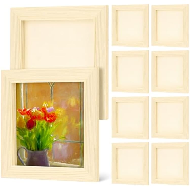 10 Pack Wooden Frames for Crafts,4.72x4.72 Inch Unfinished Wood Cradled Painting Canvas Panel Boards for Arts & Craft