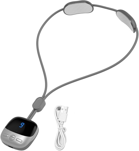 Neck Massager with Heat Portable Neck Shoulder Massager Deep Tissue Pendant Double Pulse Tech Massager for Shoulders Neck and Arms