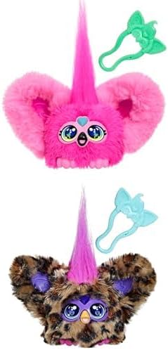 Bundle of Furby Furblets Flo-Flo Flamingo Mini Plush Toy, Cute Plush Toys, Fun Interactive Toy for Kids, Pink + Furby Furblets - Series 4 Collectible - Chee-Chee Cheetah Mini Plush Toy, Yellow