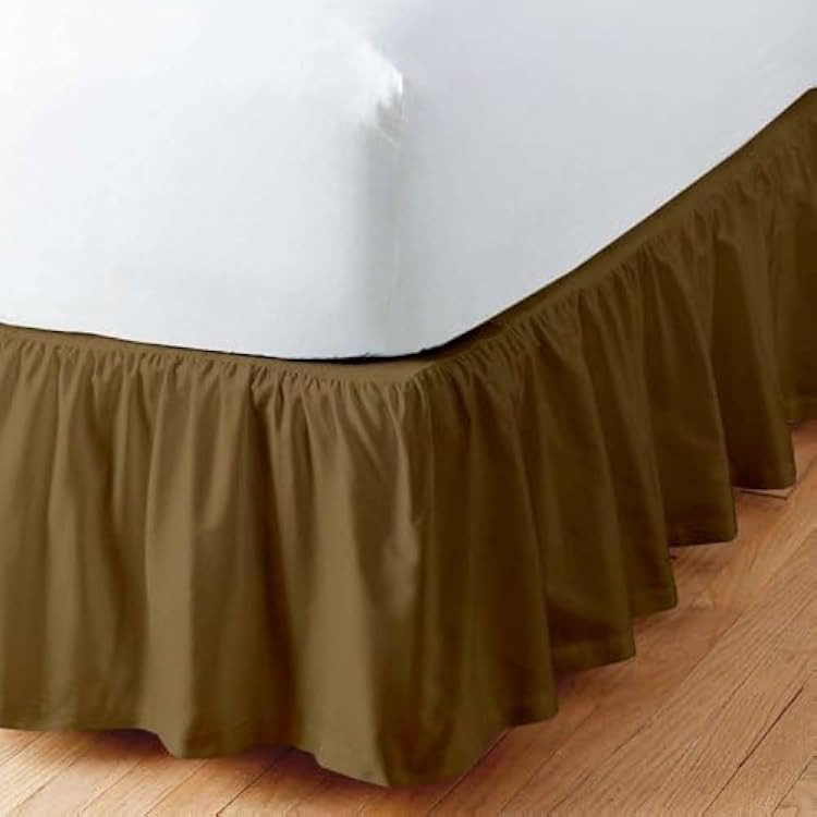 Sleepwell Ruffled Bed Skirt with Split Corners - 24 Inch Drop Poly CottonMicrofiber Bedskirt with Platform Three Sided Coverage - King, Taupe