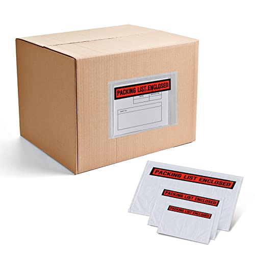 Packing Slip Envelope Pouches By PackageZoom 1000-Pack- Clear Self Adhesive Shipping Label Sleeves With PACKING LIST ENCLOSED Print- Waterproof Top Loading InvoicePacking List Pockets- 4.5x 5.5