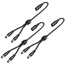 SIOCEN 3 Pack DC Power 1 Female to 2 Male 5.5mm x 2.1mm DC Power Supply Splitter Cable Cord, Y Splitter Adapter Wire,2 Way Y-Cable for Security CCTV Parking Camera, LED Strip Light