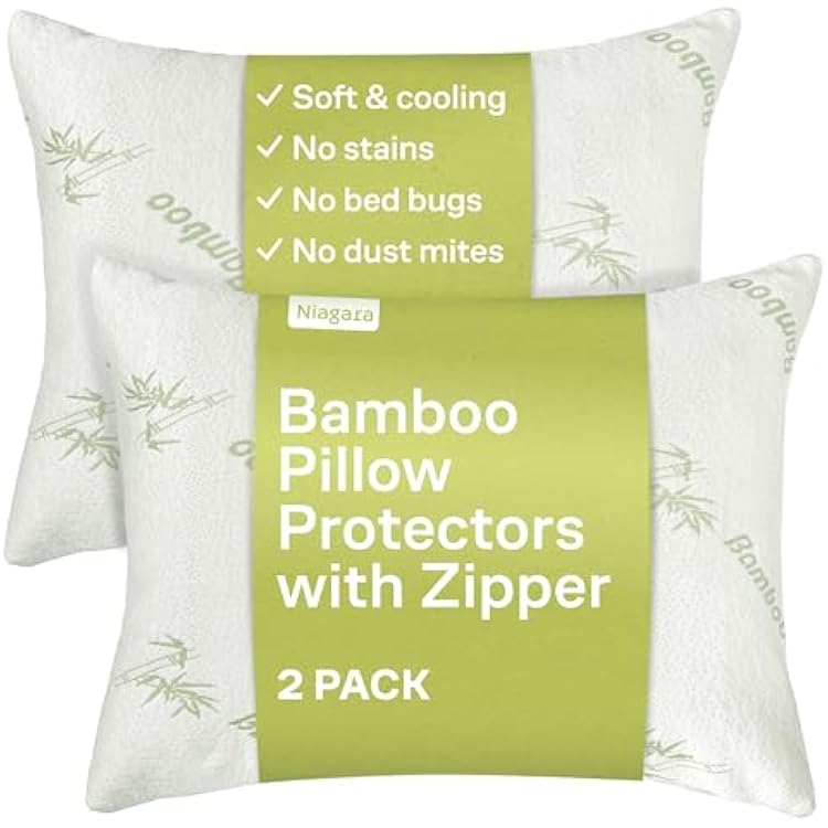 Cloud-Like Pillow Protectors with Zipper Queen Size - Breathable Cooling Pillow Covers for Hot Sleeprers - 100% Resistant to Stains, Dust & Dirt Green 2-Pack