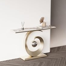 Modern Console Table, Entryway Narrow Table with Storage Shelves, Decorative Hallway Tables, Faux Marble Contemporary Accent Long Tables, for Living Room, Entrance, Office