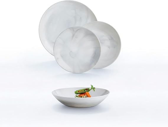 Luminarc Diwali Granit Marb 18 Piece Opal Dinnerware Set for 6 People