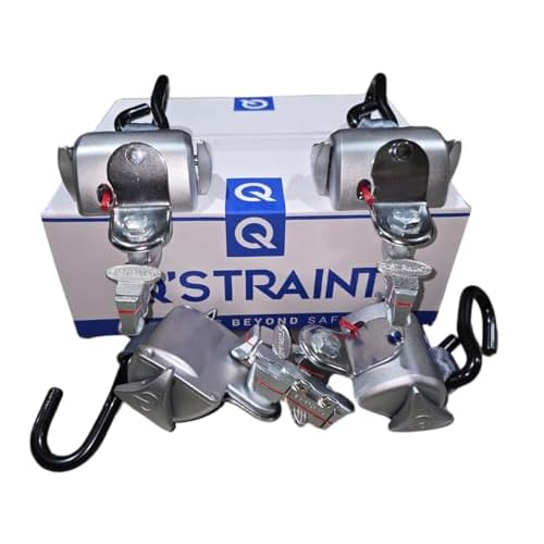QStraint Q-8101-L QRT Deluxe Retractor Kit with L-Track Fittings and Positive Lock Indicators. Contains 4 Dual Knob Retractors with J-Hook Attachment Points. Fully Automatic and Self-Tensioning