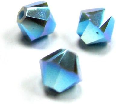12 pcs Austria Elements 5328 Xilion Crystal Bead Spacer Turquoise AB 2X 6mm / Findings/Austrian Elements