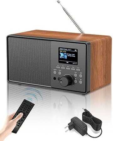 DAB/DAB+ FM Digital Radio– 2.4" Colour Display, Bluetooth, USB/AUX, Remote Control – Vintage Retro Radio with 30 Presets, Dual Alarm & Sleep Timer – Portable DAB Radio for Kitchen